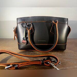 Dooney & Bourke Beautiful Black Alto Leather Small Domed Zip Top Satchel